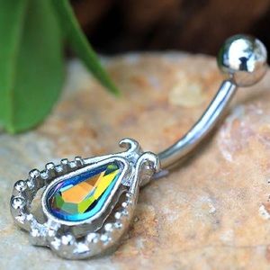Teardrop Vitrail Medium Flower Belly Button Ring